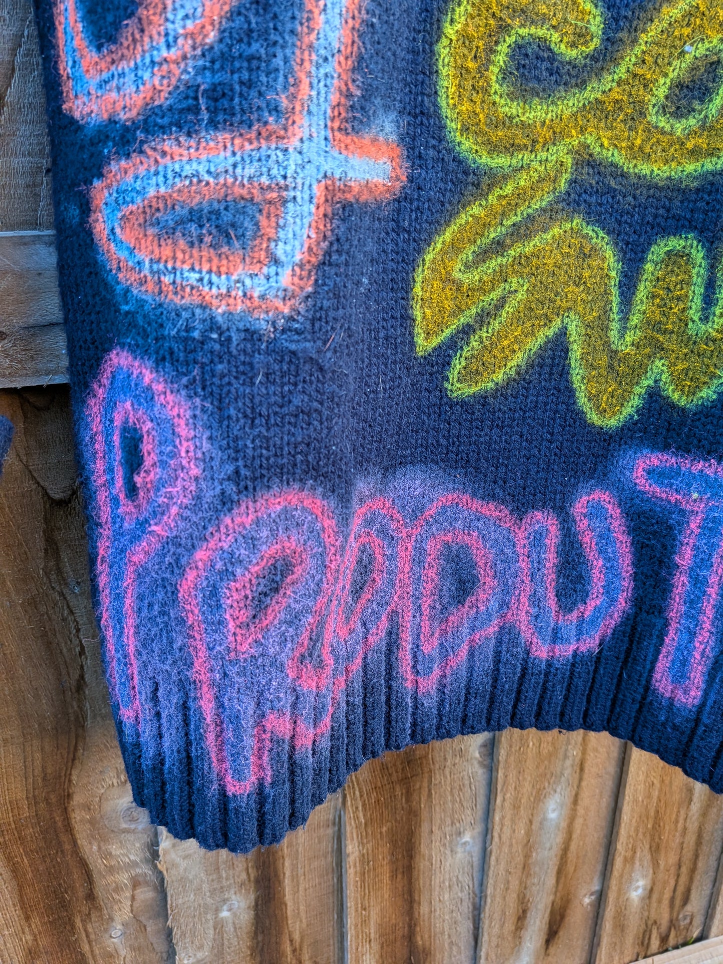 False Positive by Core Sway Hand Painted One-Off Upcycled Cardigan