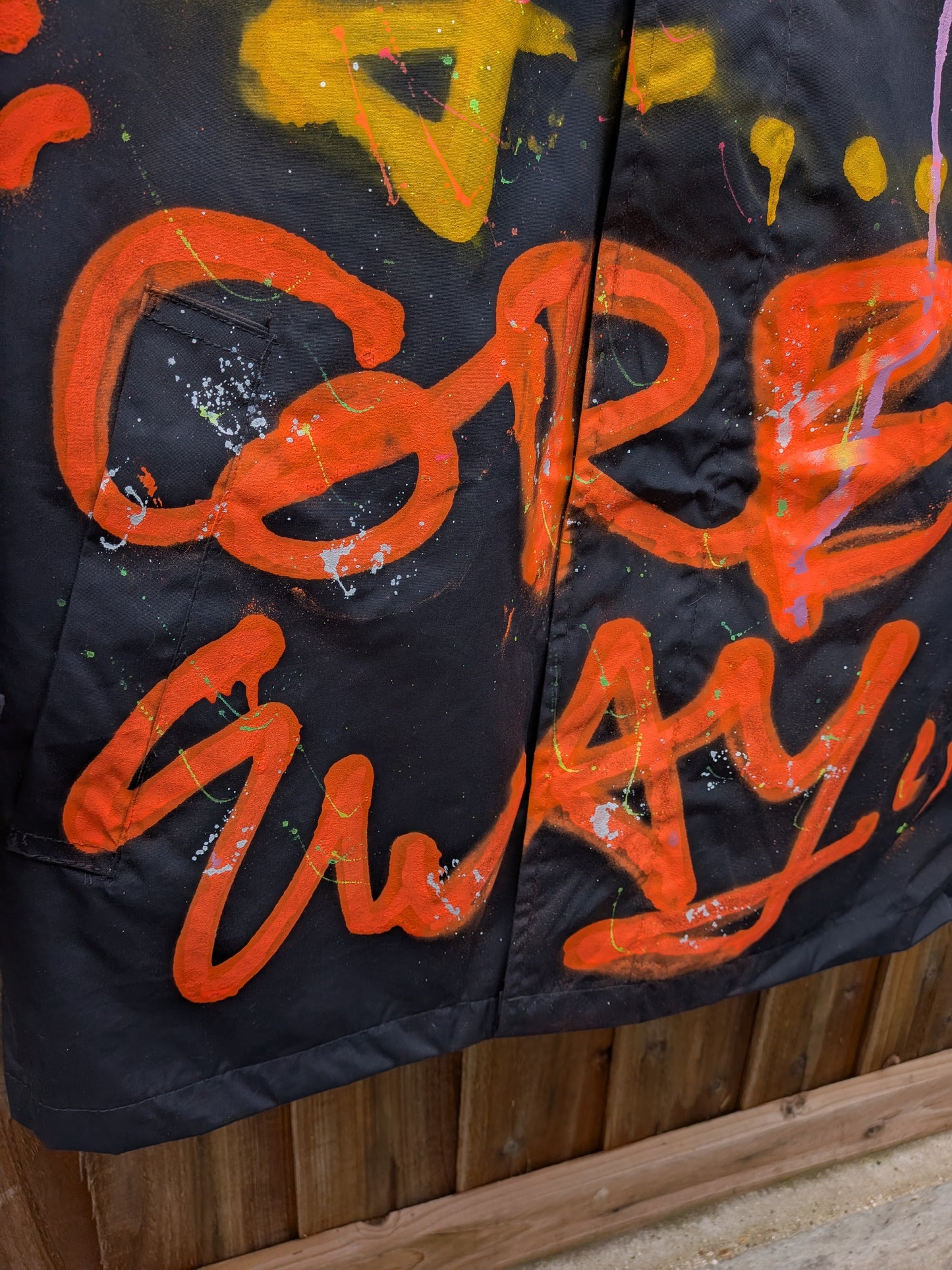 False Positive by Core Sway Hand Sprayed & Painted One-Off Upcycled Coat