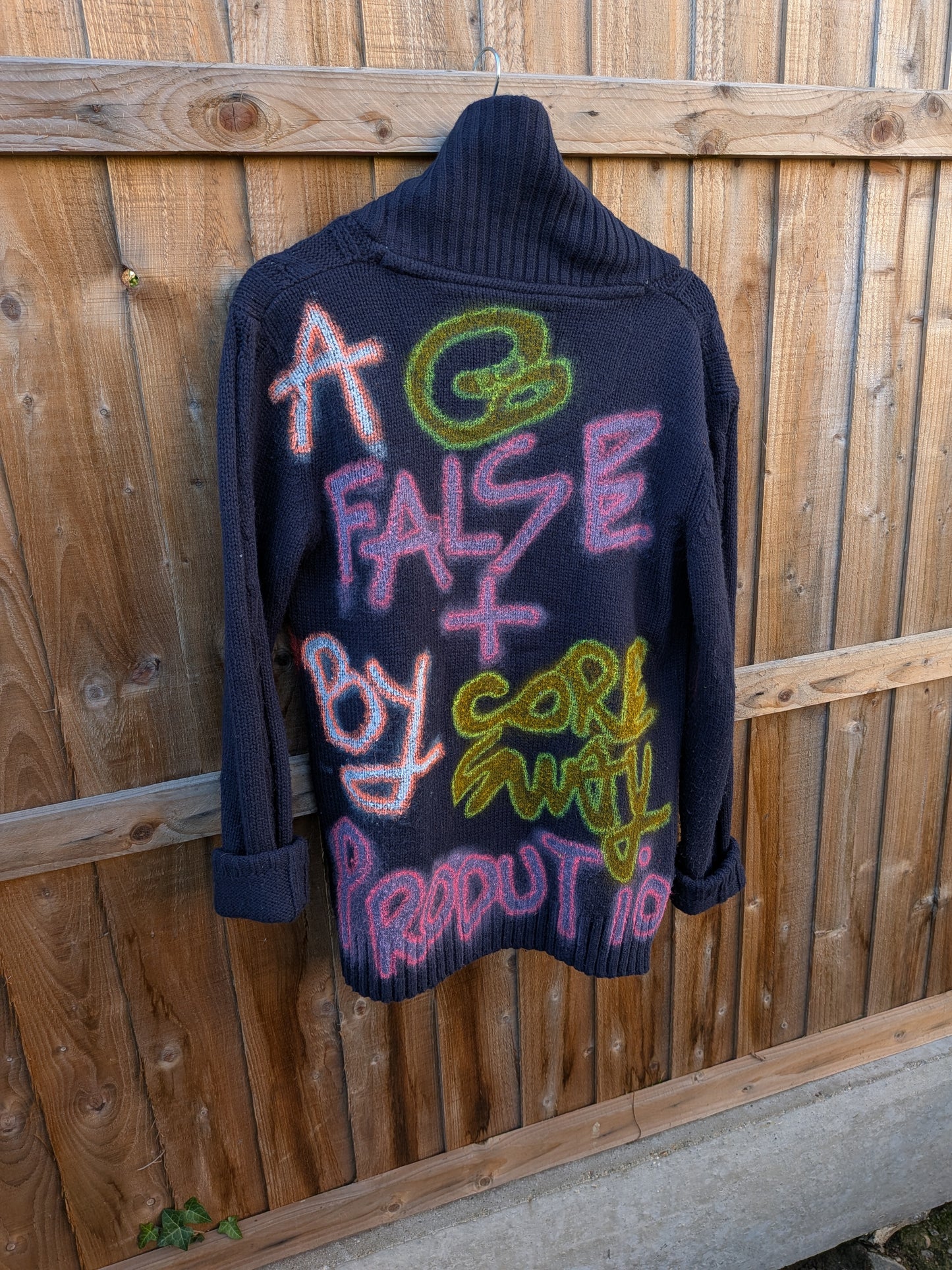False Positive by Core Sway Hand Painted One-Off Upcycled Cardigan