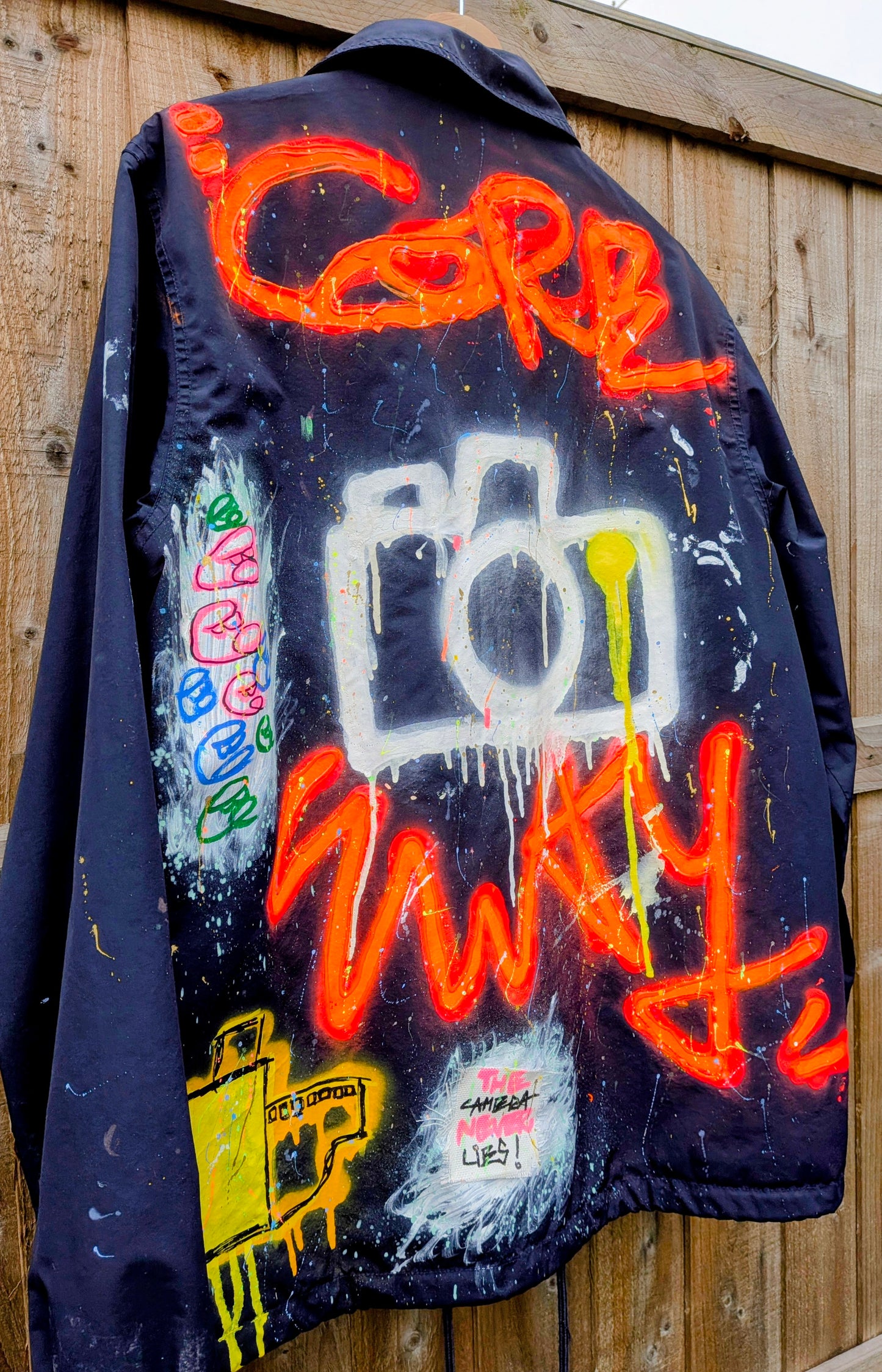 Hand Sprayed & Painted Custom Made, Upcycled Preloved Jacket
