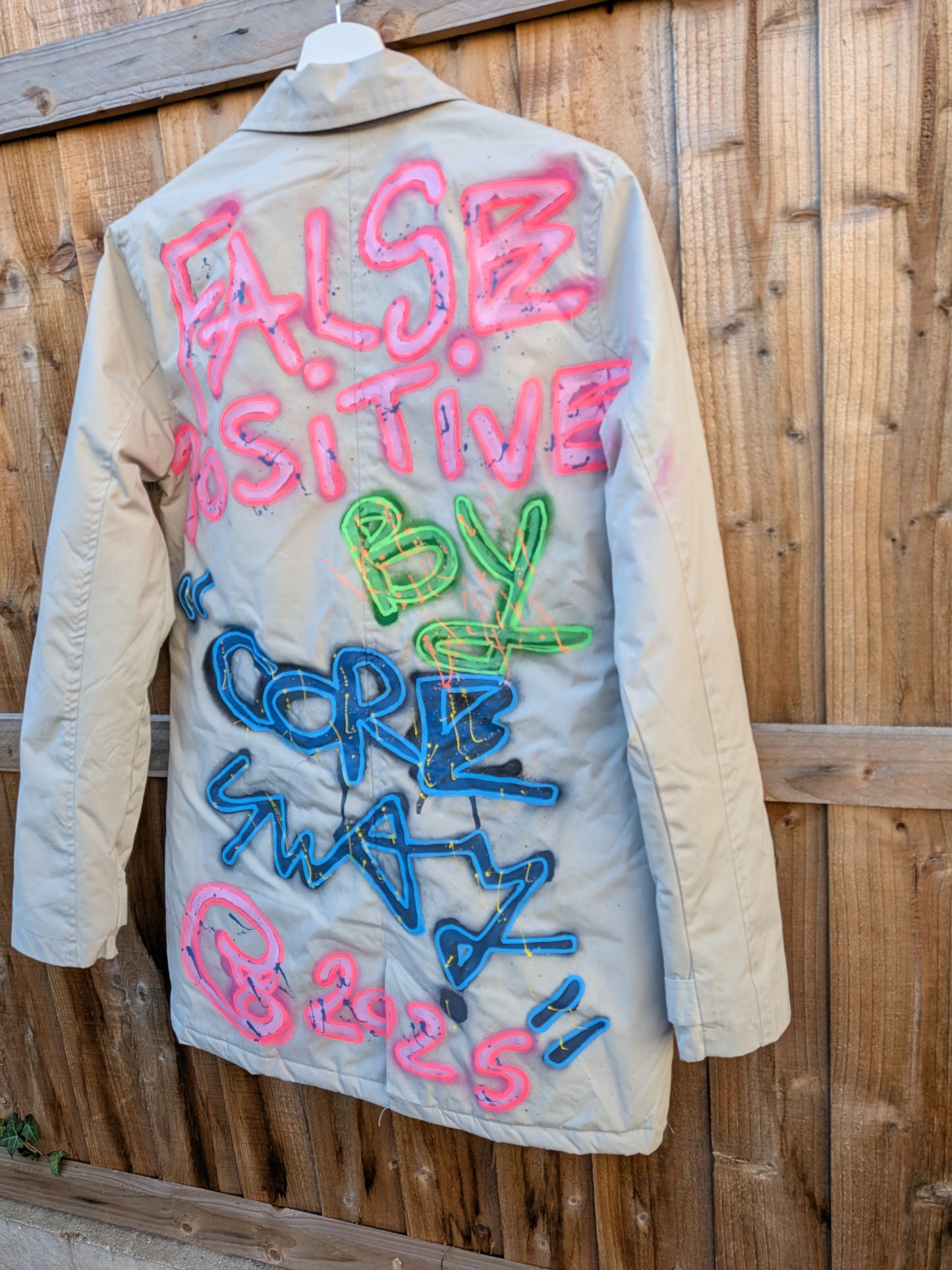 False Positive by Core Sway Hand Painted One-Off Upcycled Coat
