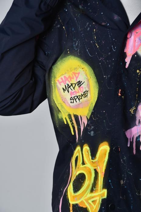 Hand Sprayed & Painted Custom Made, Upcycled Preloved Jacket