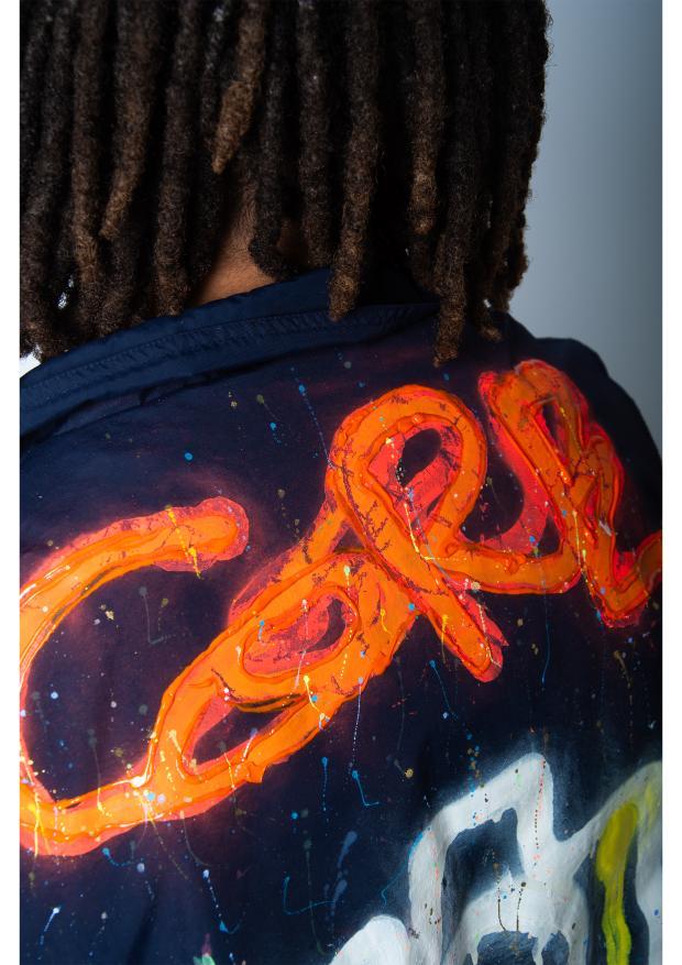 Hand Sprayed & Painted Custom Made, Upcycled Preloved Jacket