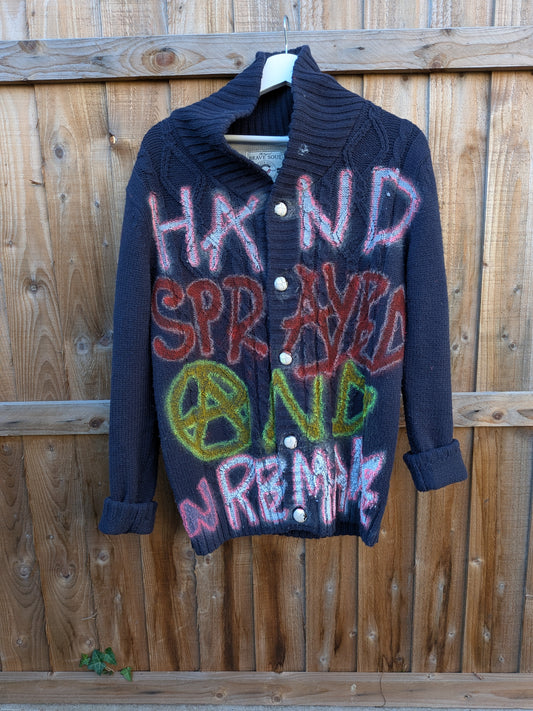 False Positive by Core Sway Hand Painted One-Off Upcycled Cardigan