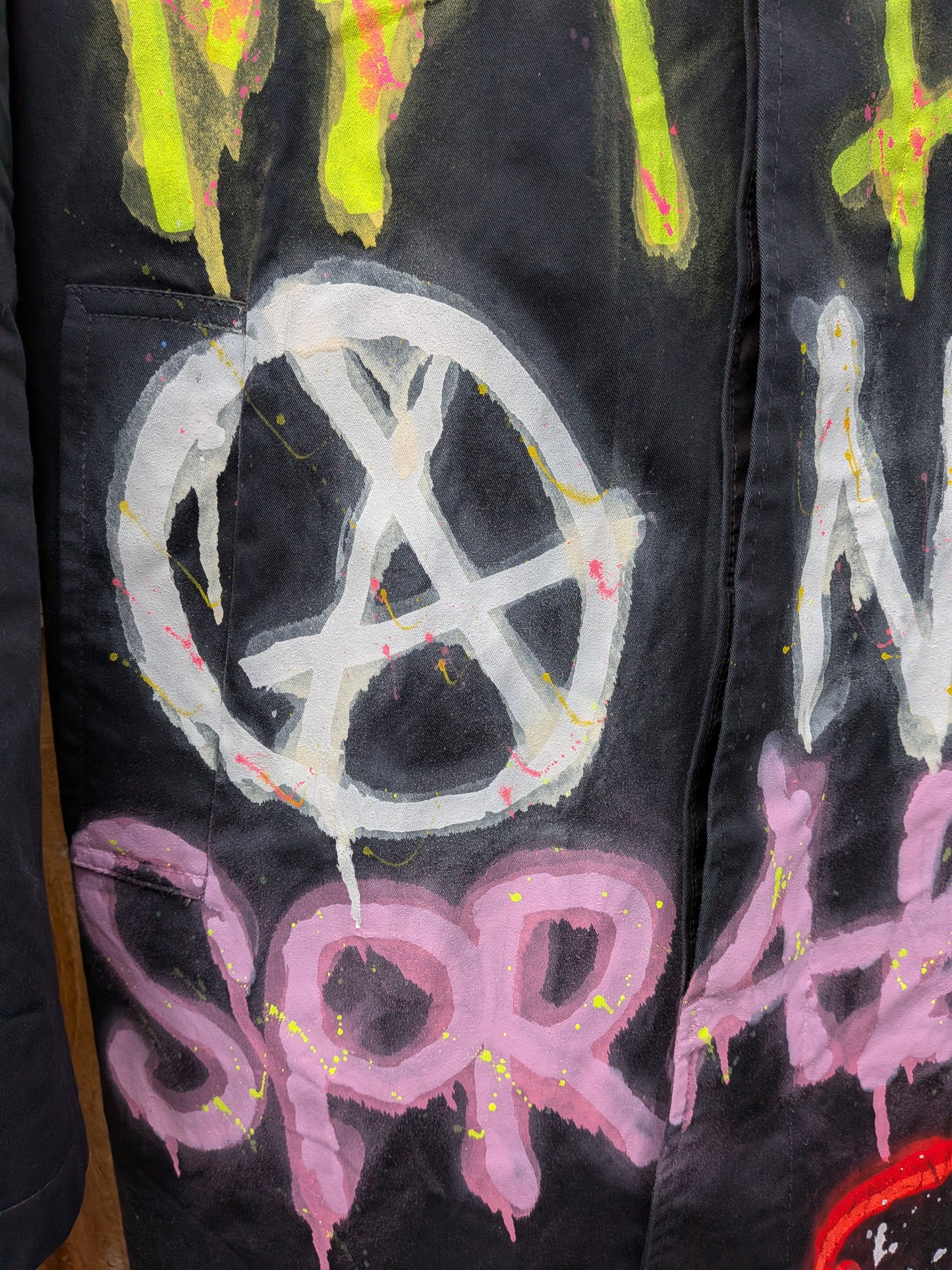 False Positive by Core Sway Hand Painted One-Off Upcycled Coat