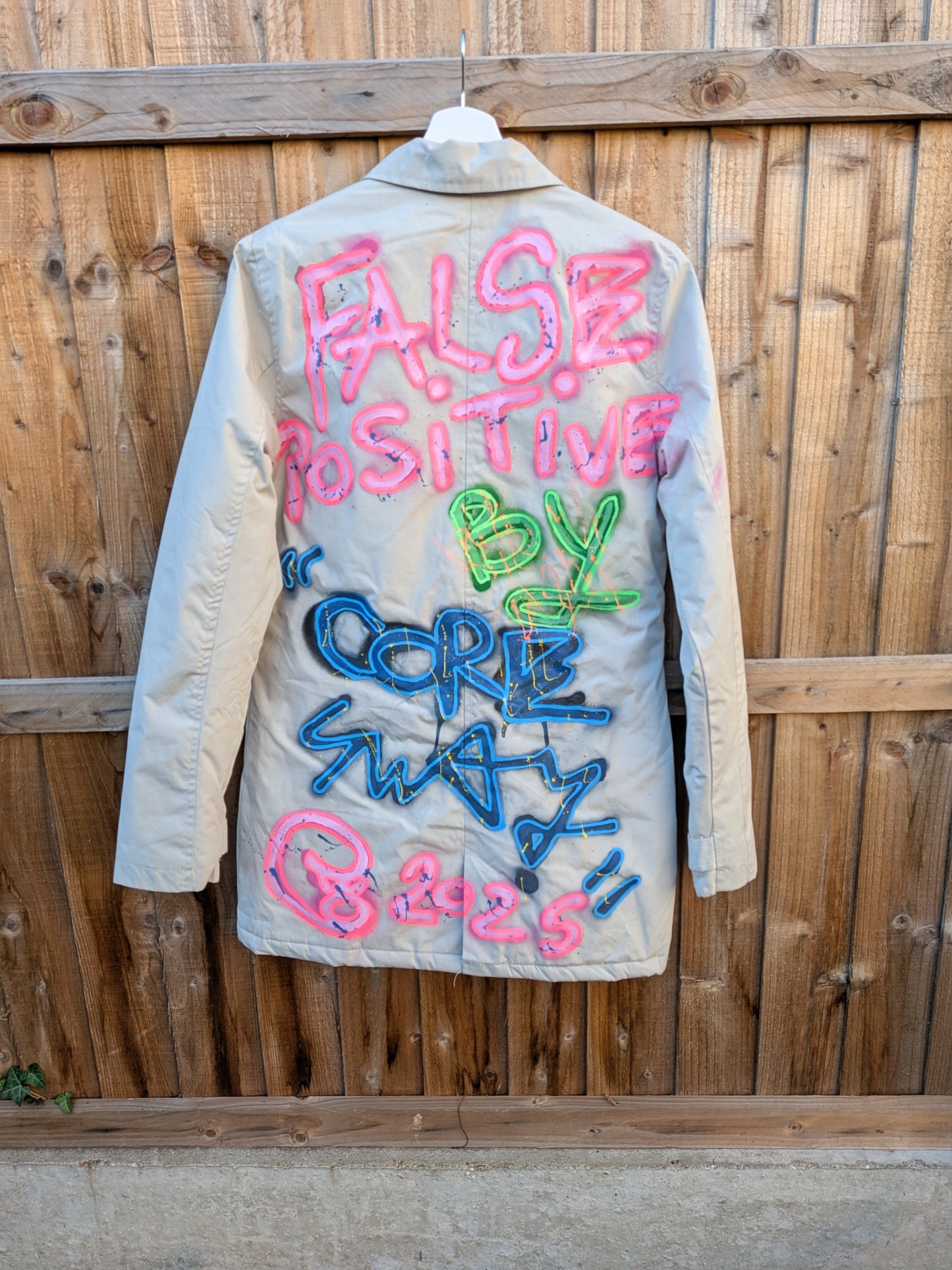 False Positive by Core Sway Hand Painted One-Off Upcycled Coat