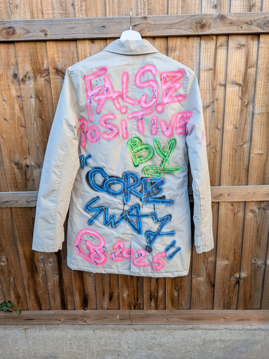 False Positive by Core Sway Hand Painted One-Off Upcycled Coat