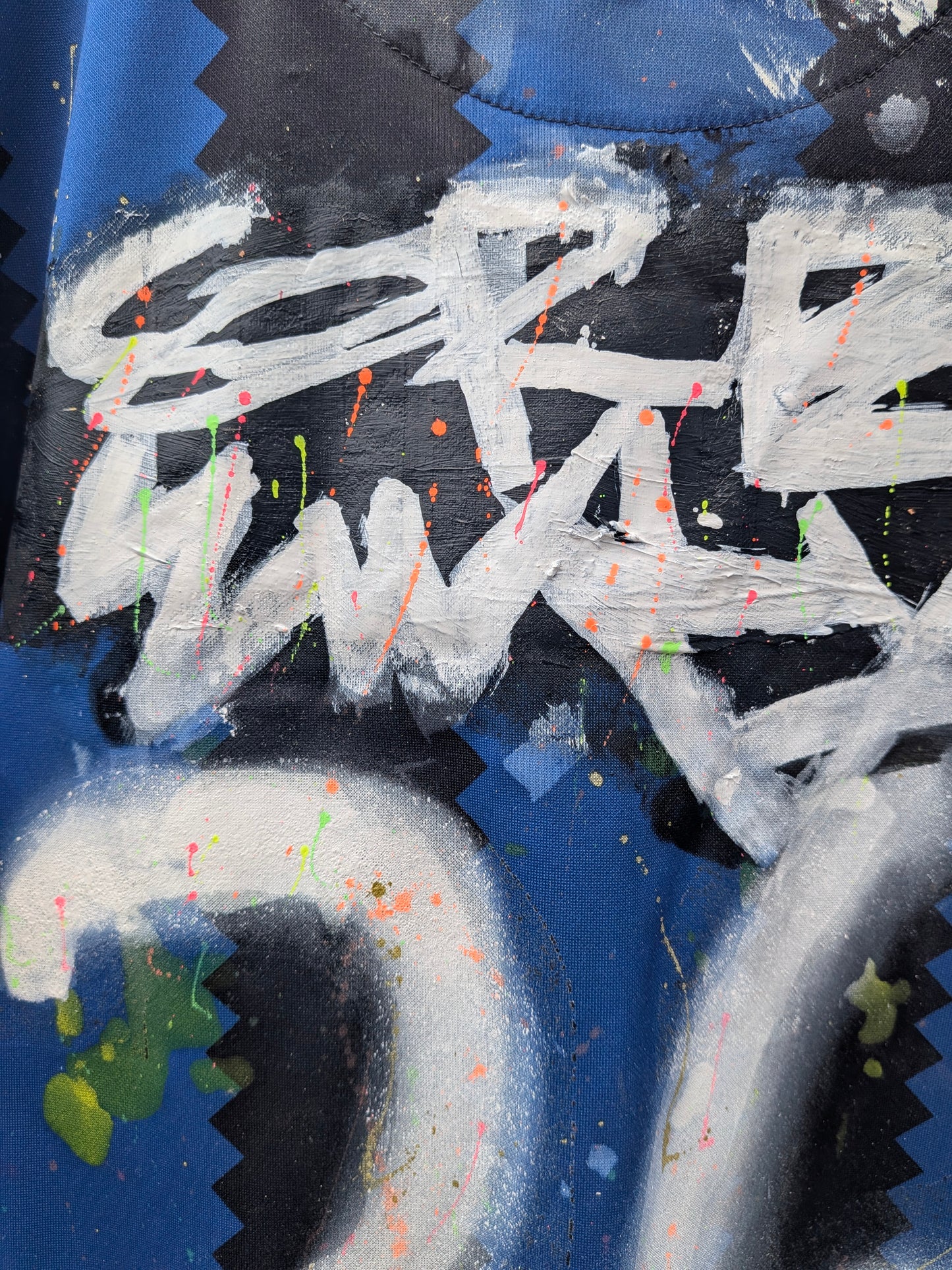 False Positive by Core Sway Hand Painted & Upcycled Football Shirt