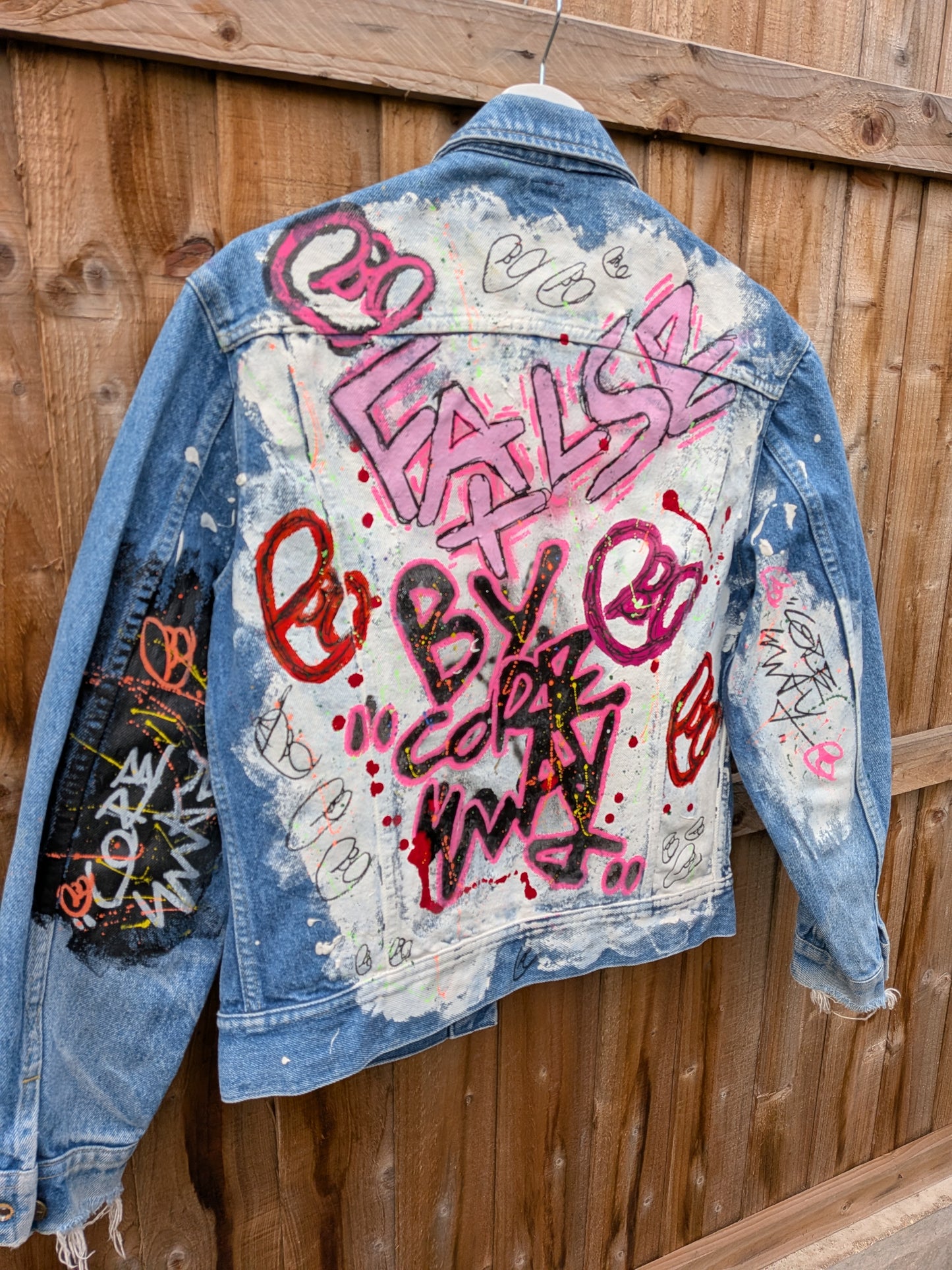 False Positive by Core Sway Hand Painted Upcycled Denim Jacket