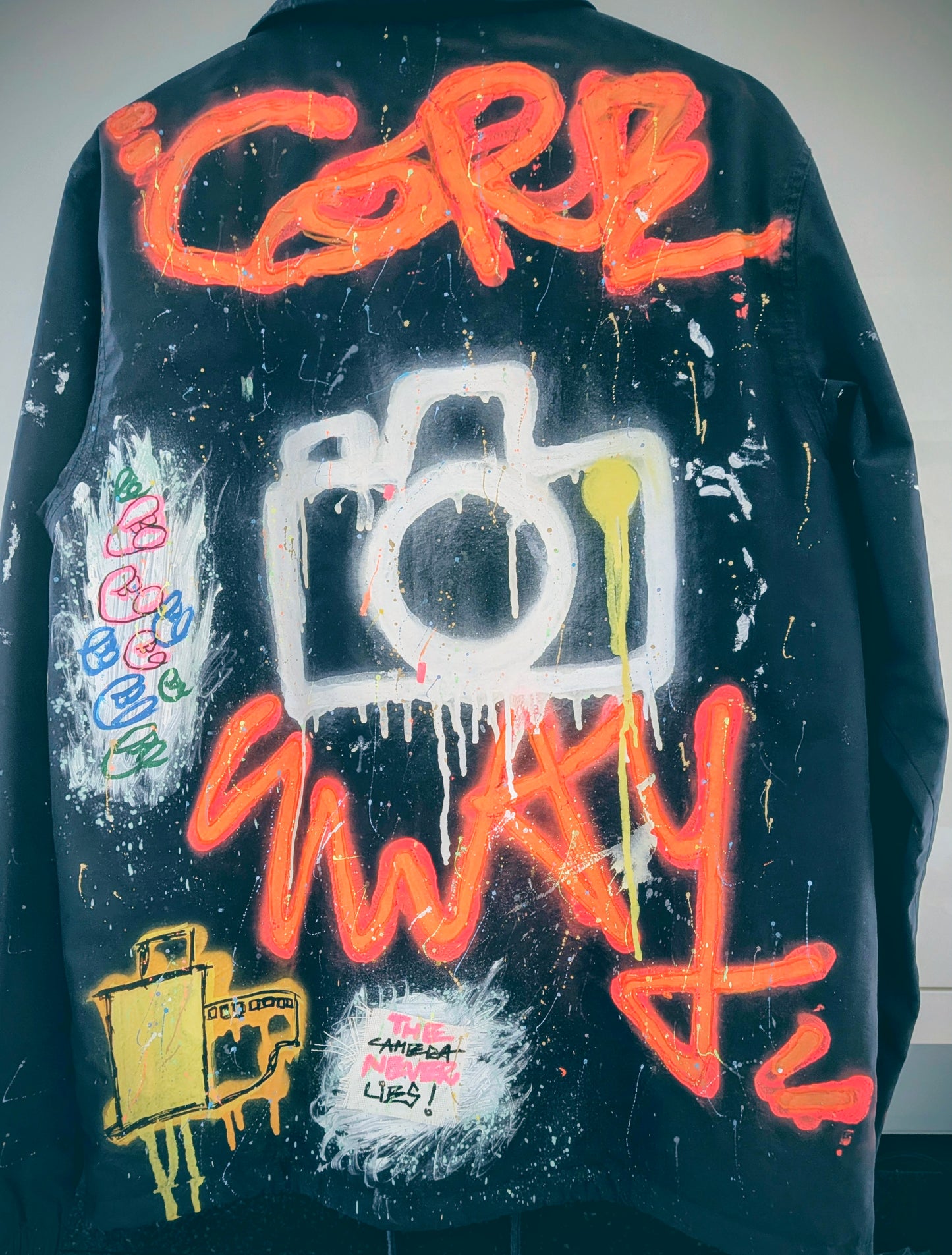 Hand Sprayed & Painted Custom Made, Upcycled Preloved Jacket