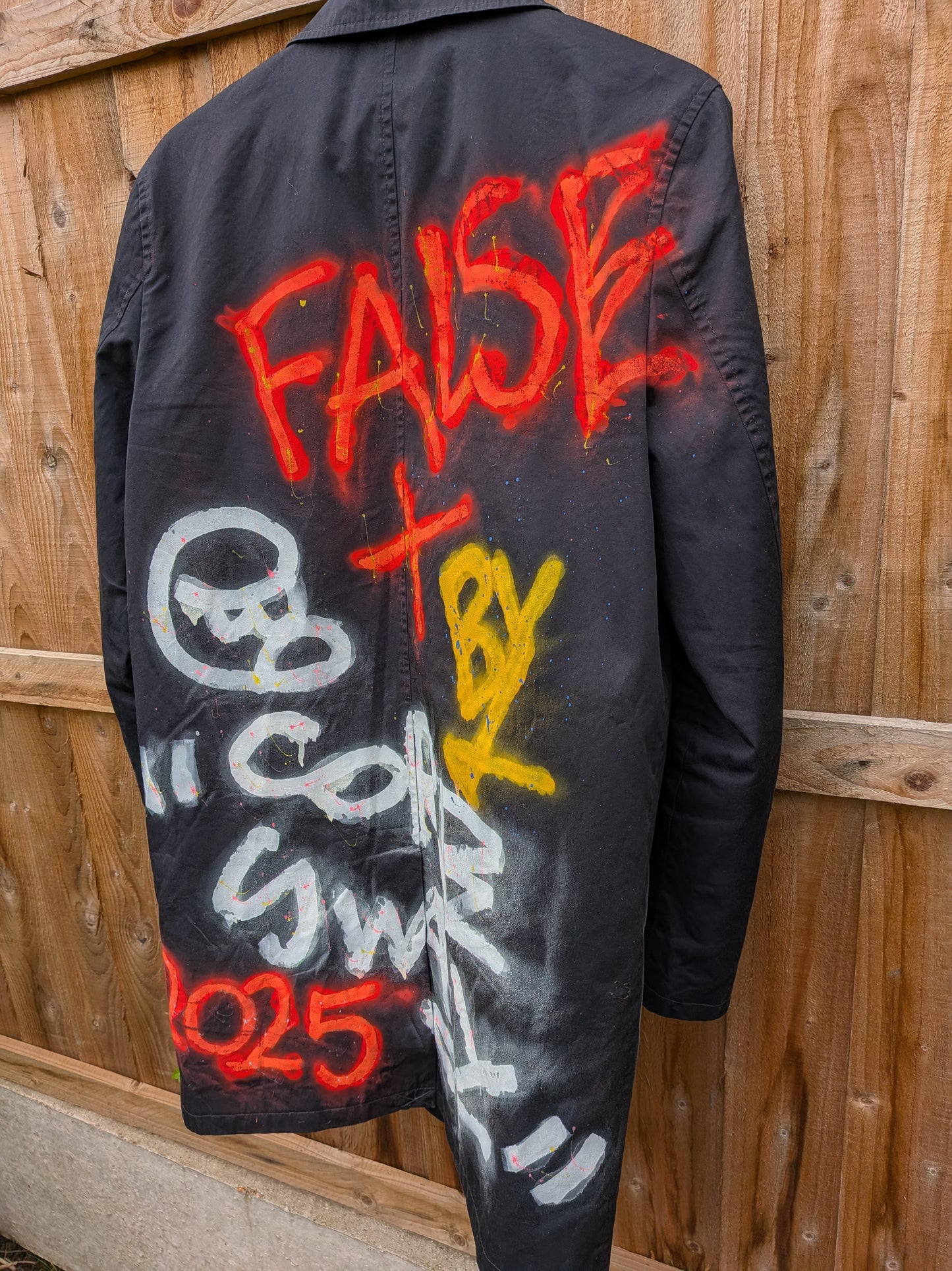 False Positive by Core Sway Hand Painted One-Off Upcycled Coat