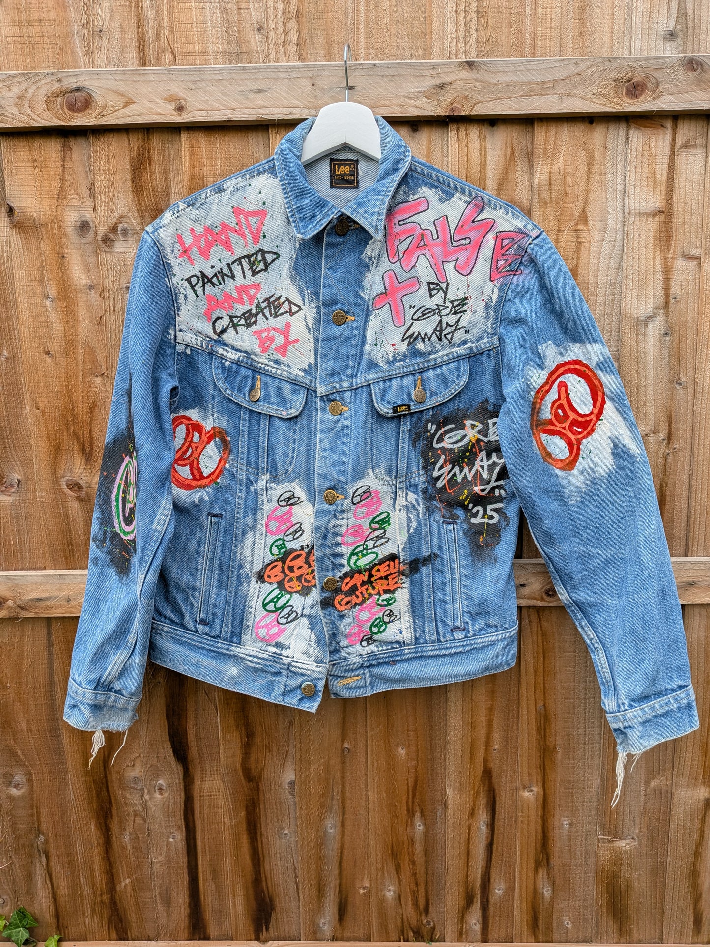 False Positive by Core Sway Hand Painted Upcycled Denim Jacket