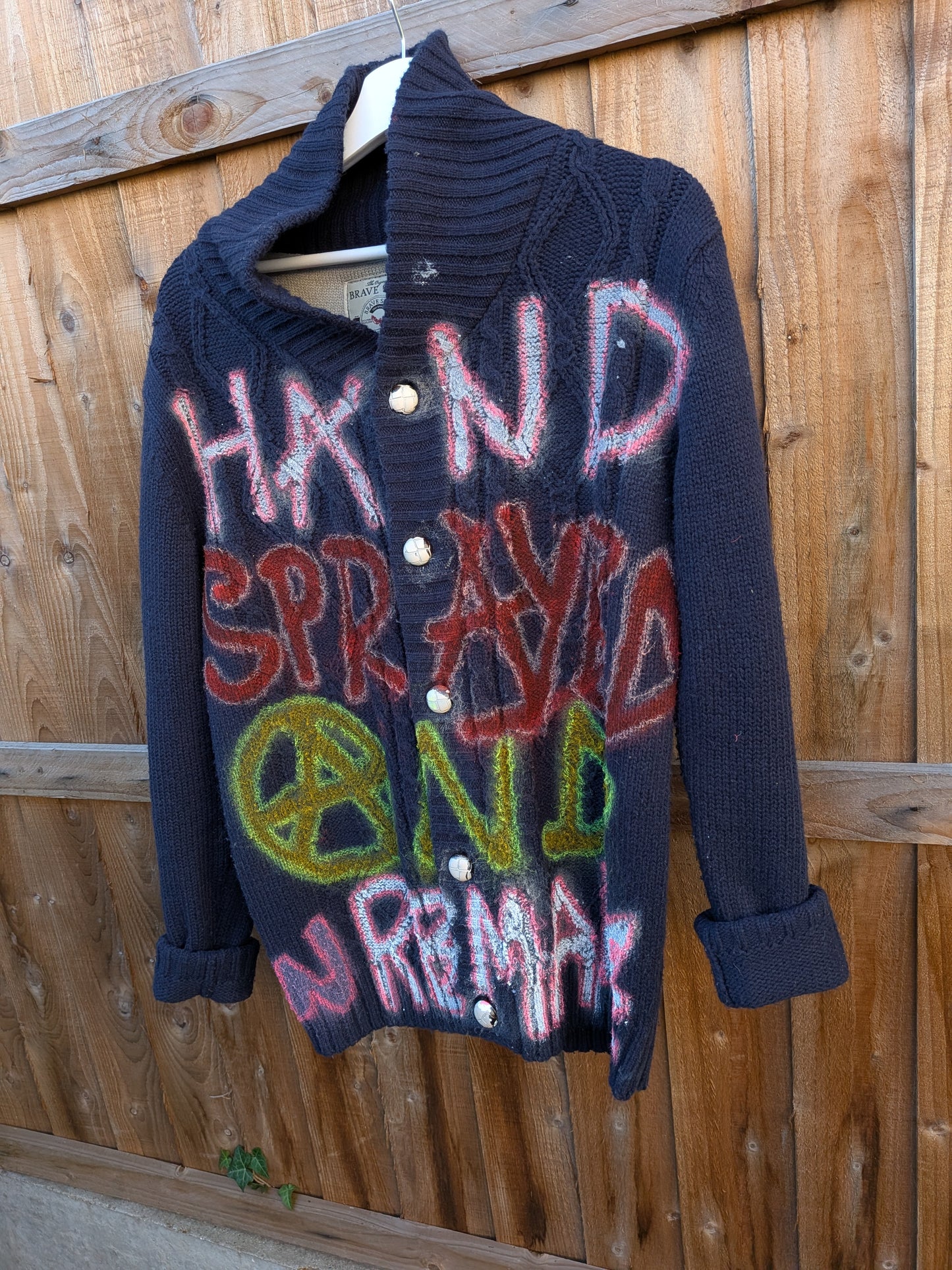 False Positive by Core Sway Hand Painted One-Off Upcycled Cardigan