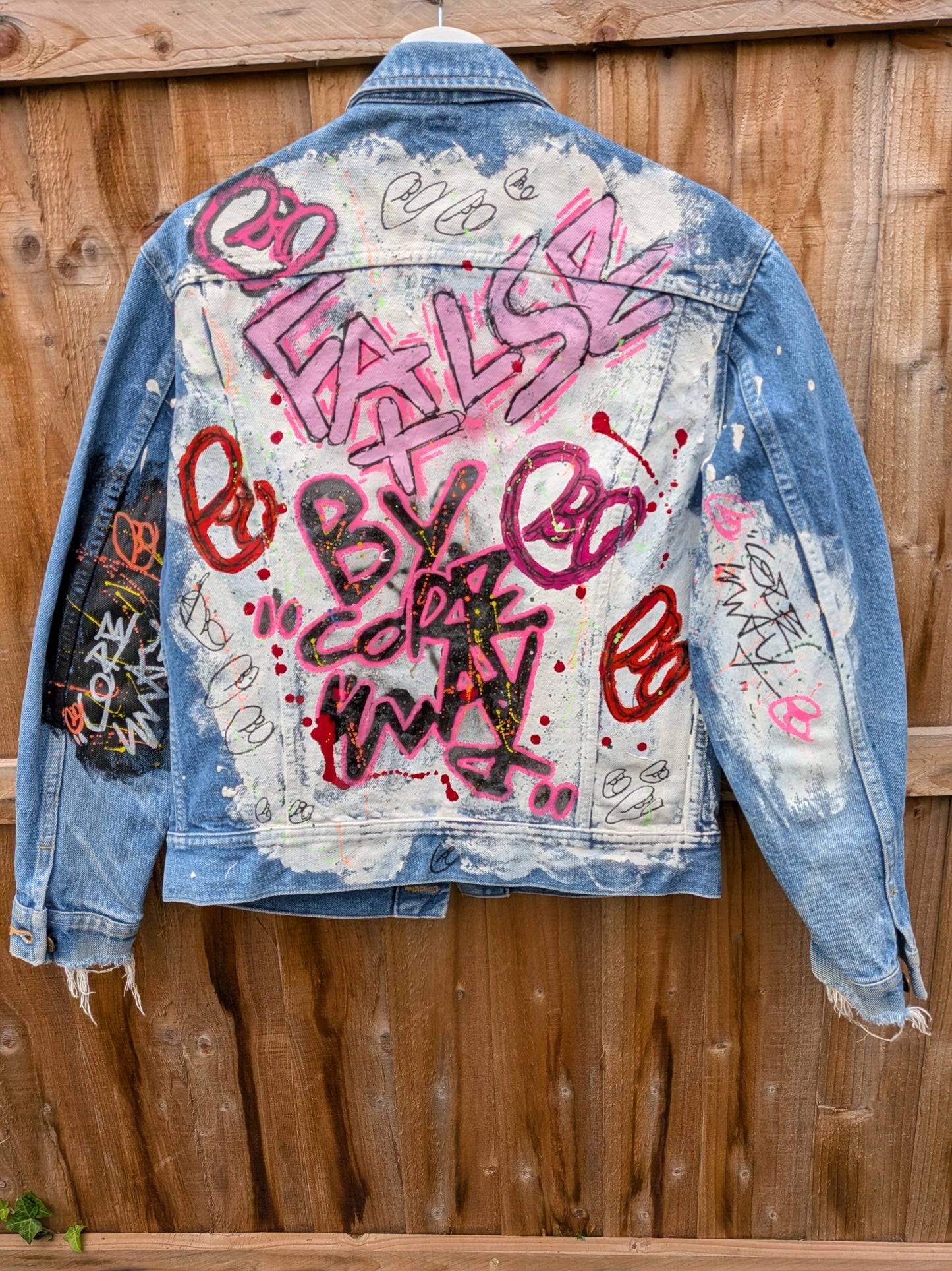 False Positive by Core Sway Hand Painted Upcycled Denim Jacket