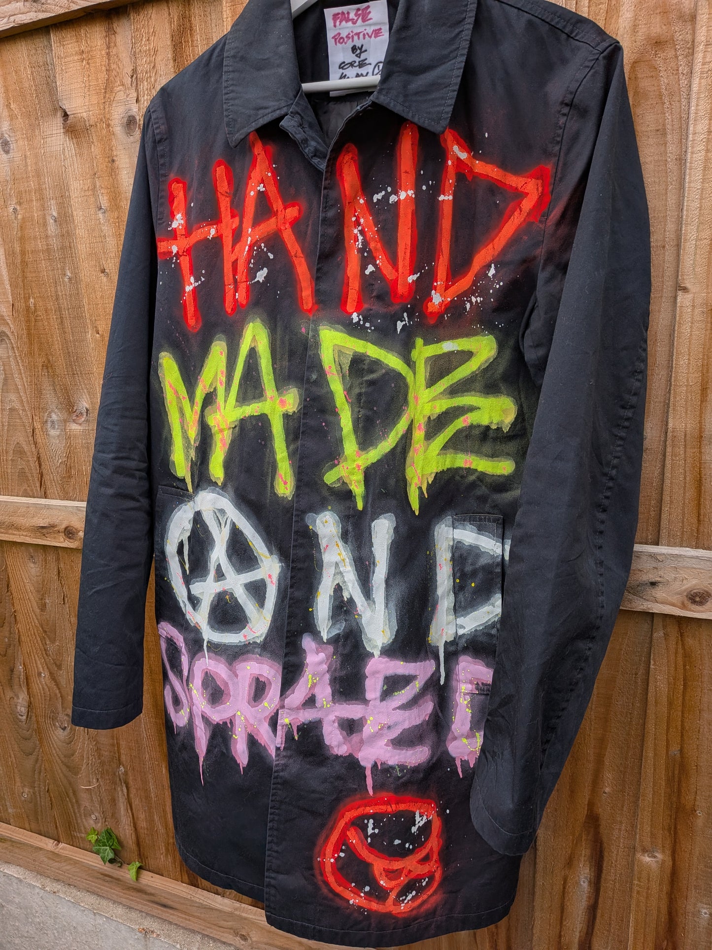False Positive by Core Sway Hand Painted One-Off Upcycled Coat