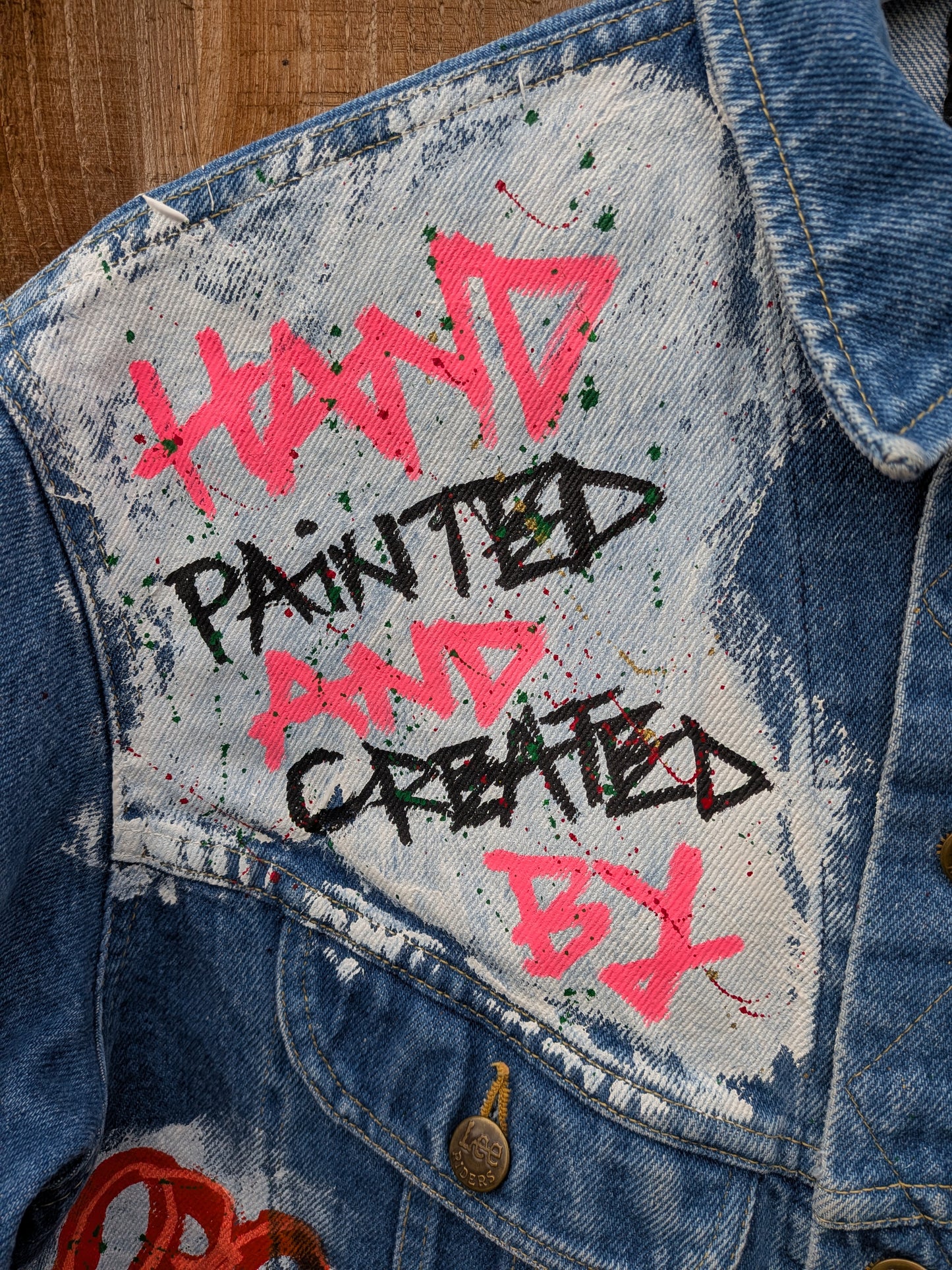 False Positive by Core Sway Hand Painted Upcycled Denim Jacket