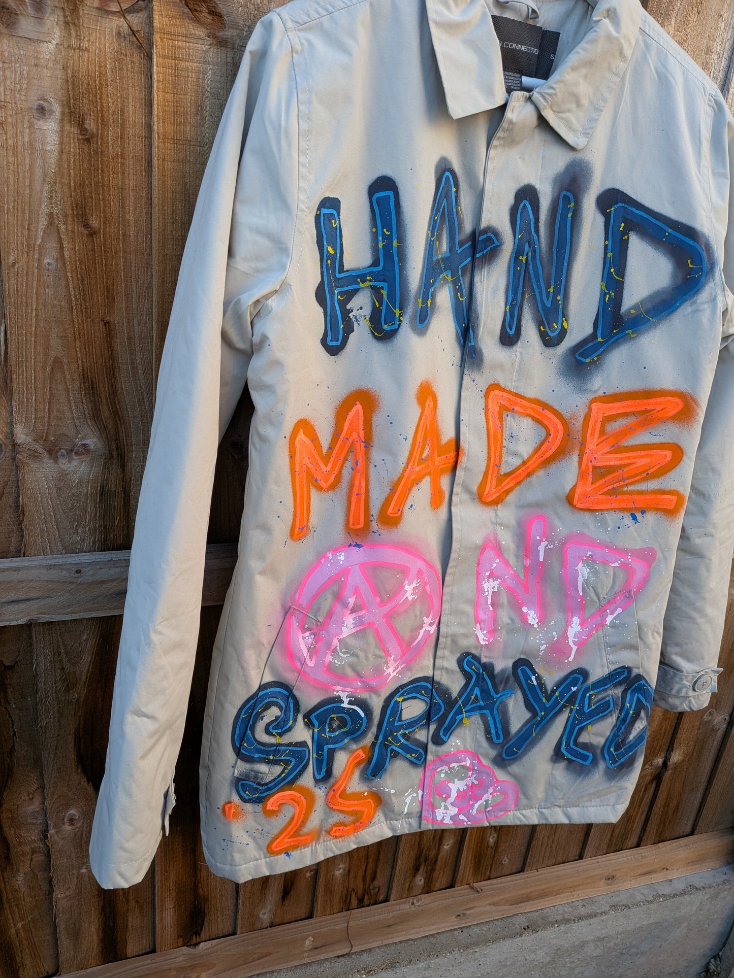 False Positive by Core Sway Hand Painted One-Off Upcycled Coat