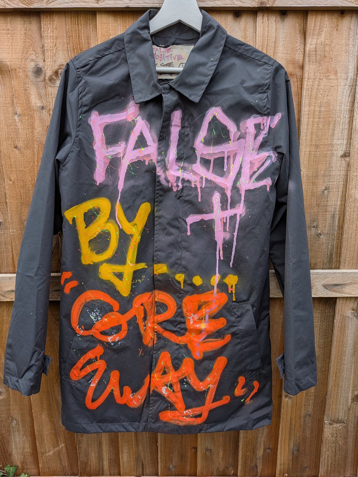 False Positive by Core Sway Hand Sprayed & Painted One-Off Upcycled Coat