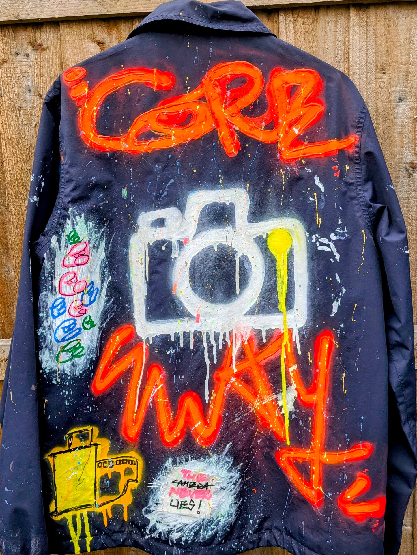 Hand Sprayed & Painted Custom Made, Upcycled Preloved Jacket
