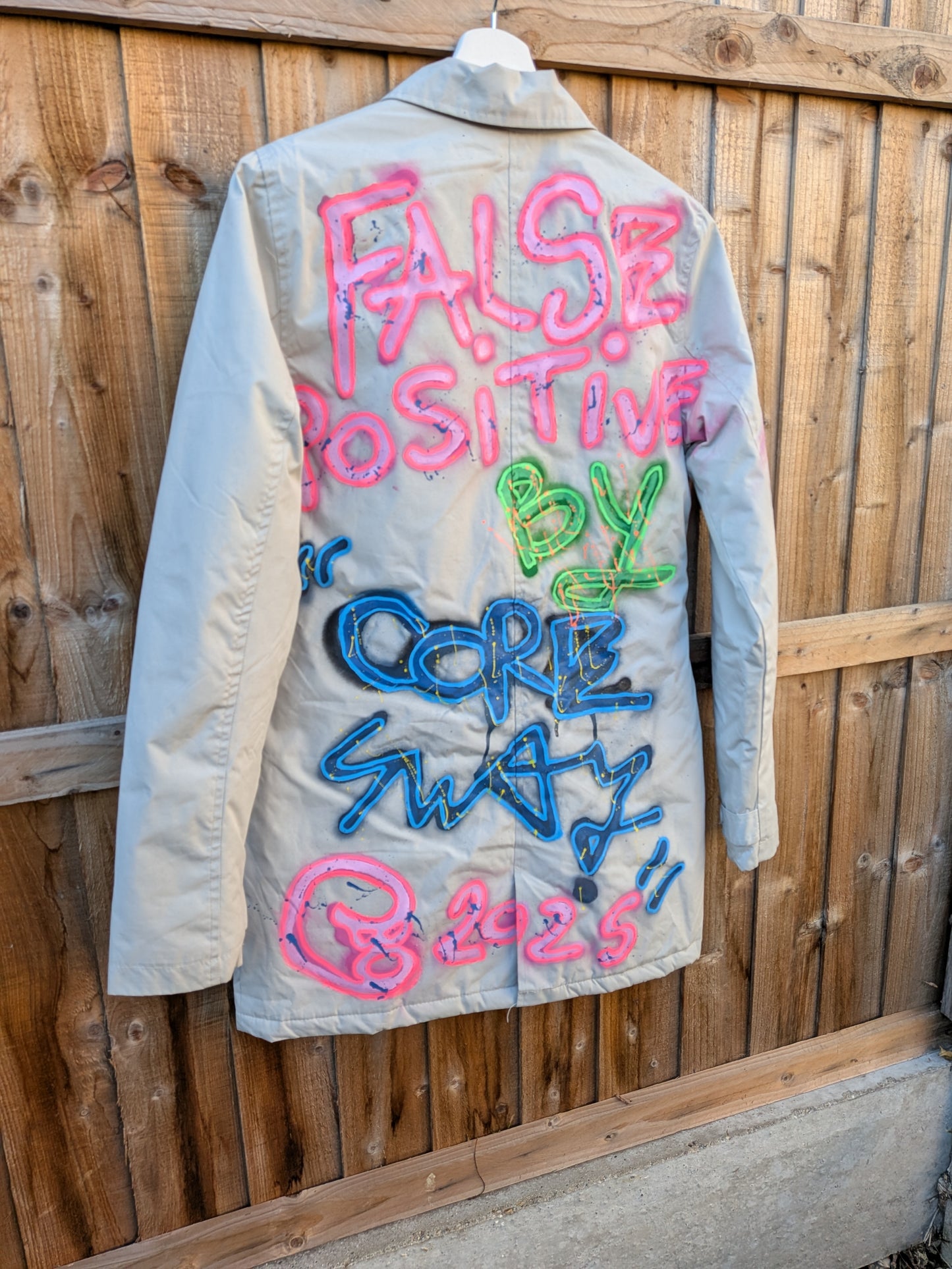 False Positive by Core Sway Hand Painted One-Off Upcycled Coat
