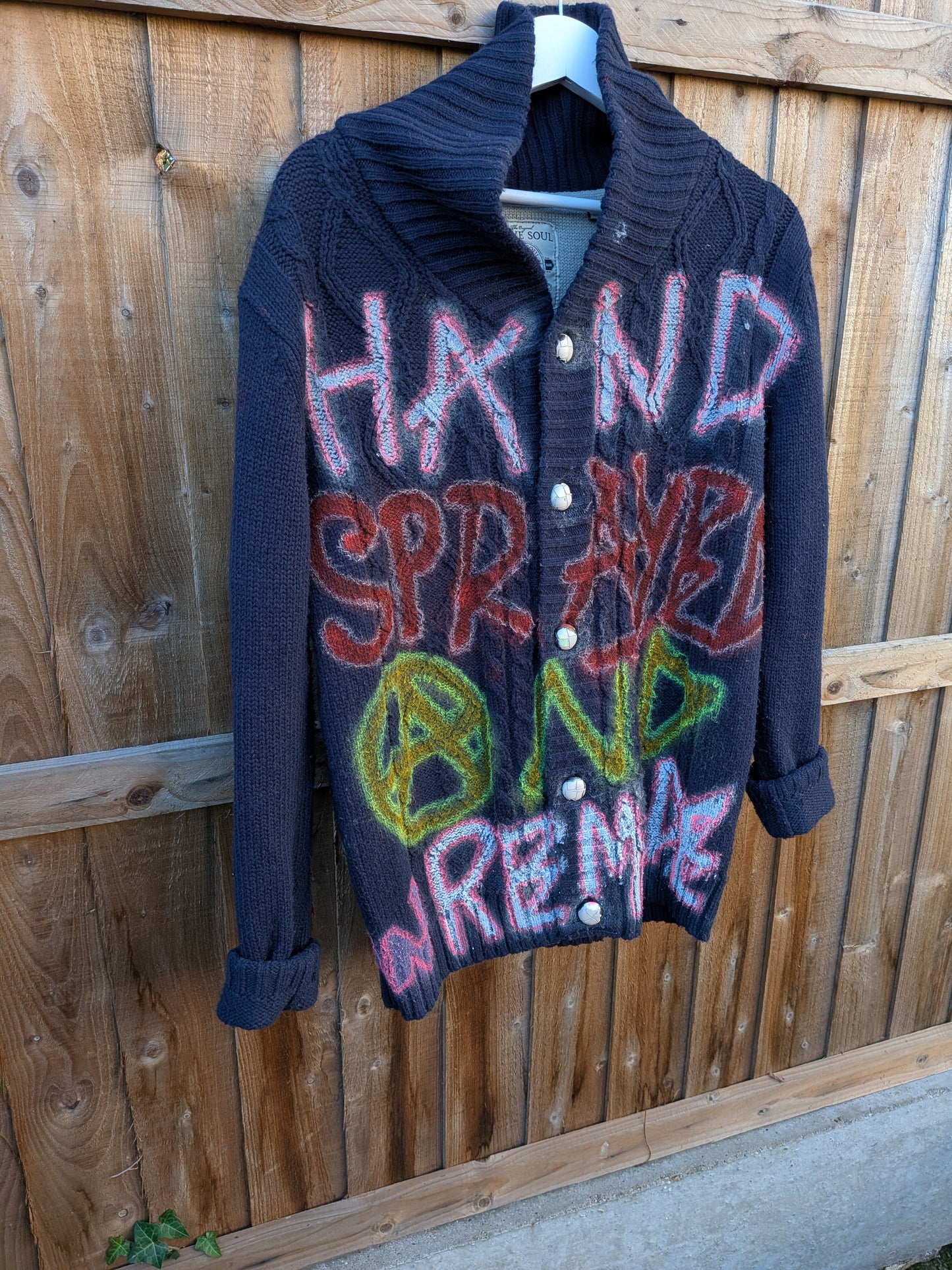 False Positive by Core Sway Hand Painted One-Off Upcycled Cardigan