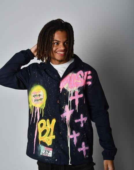 Hand Sprayed & Painted Custom Made, Upcycled Preloved Jacket