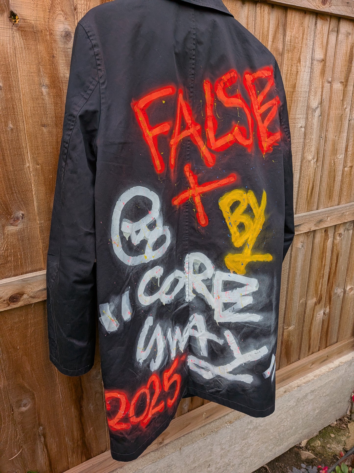 False Positive by Core Sway Hand Painted One-Off Upcycled Coat