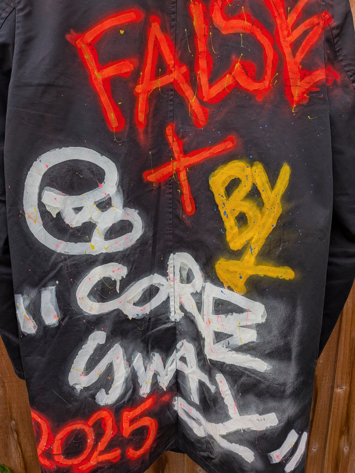 False Positive by Core Sway Hand Painted One-Off Upcycled Coat